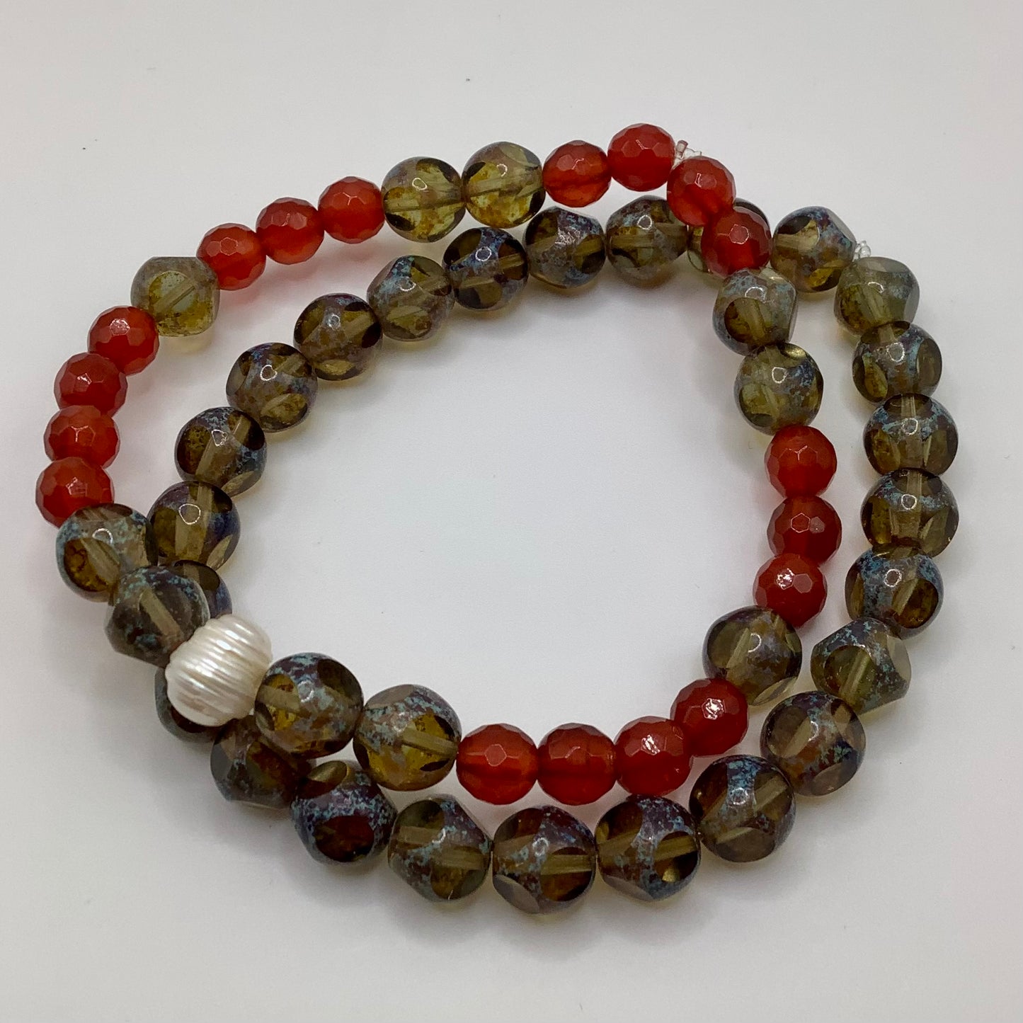 Topaz and Carnelian 6-8mm, 2 bracelet stack