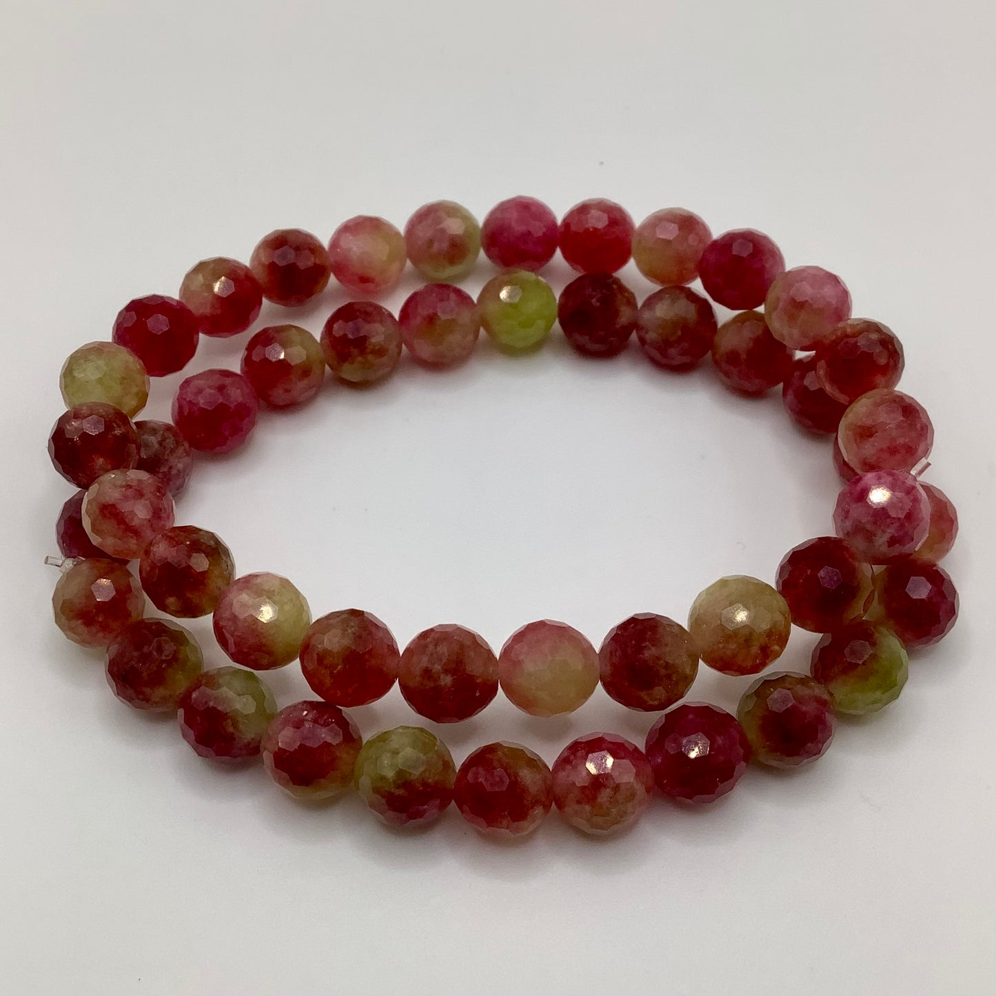 Watermelon Tourmaline 8mm 2 bracelet stack