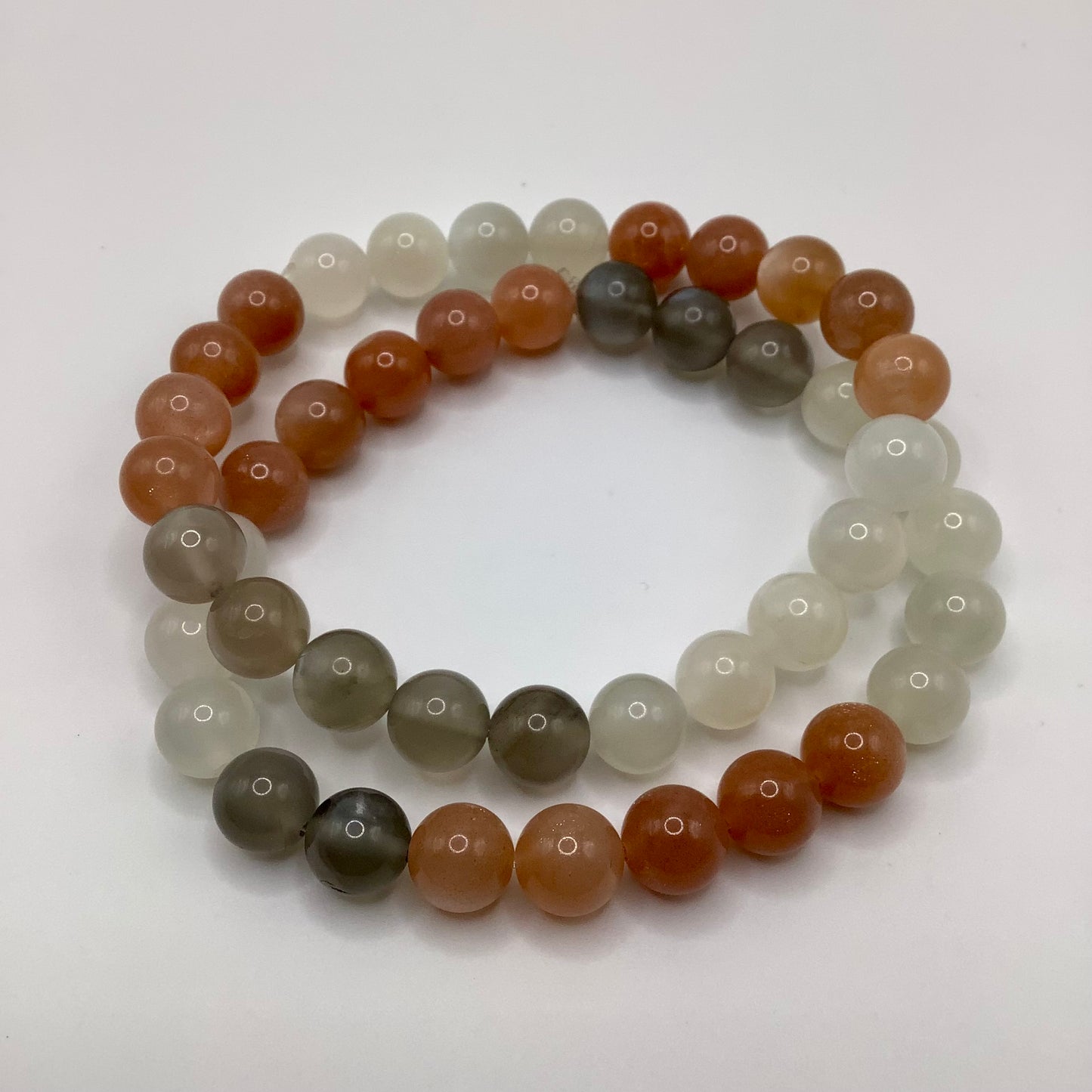 Moonstone 8mm 2 bracelet stack