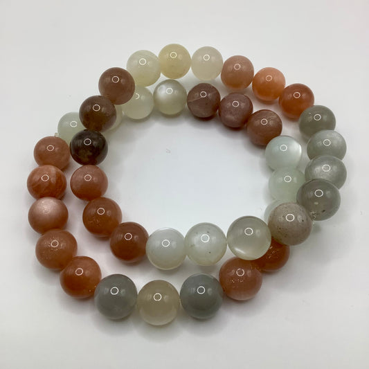 Moonstone 10mm 2 bracelet stack