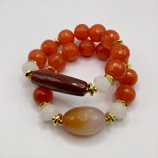 Agate 14mm gold hematite