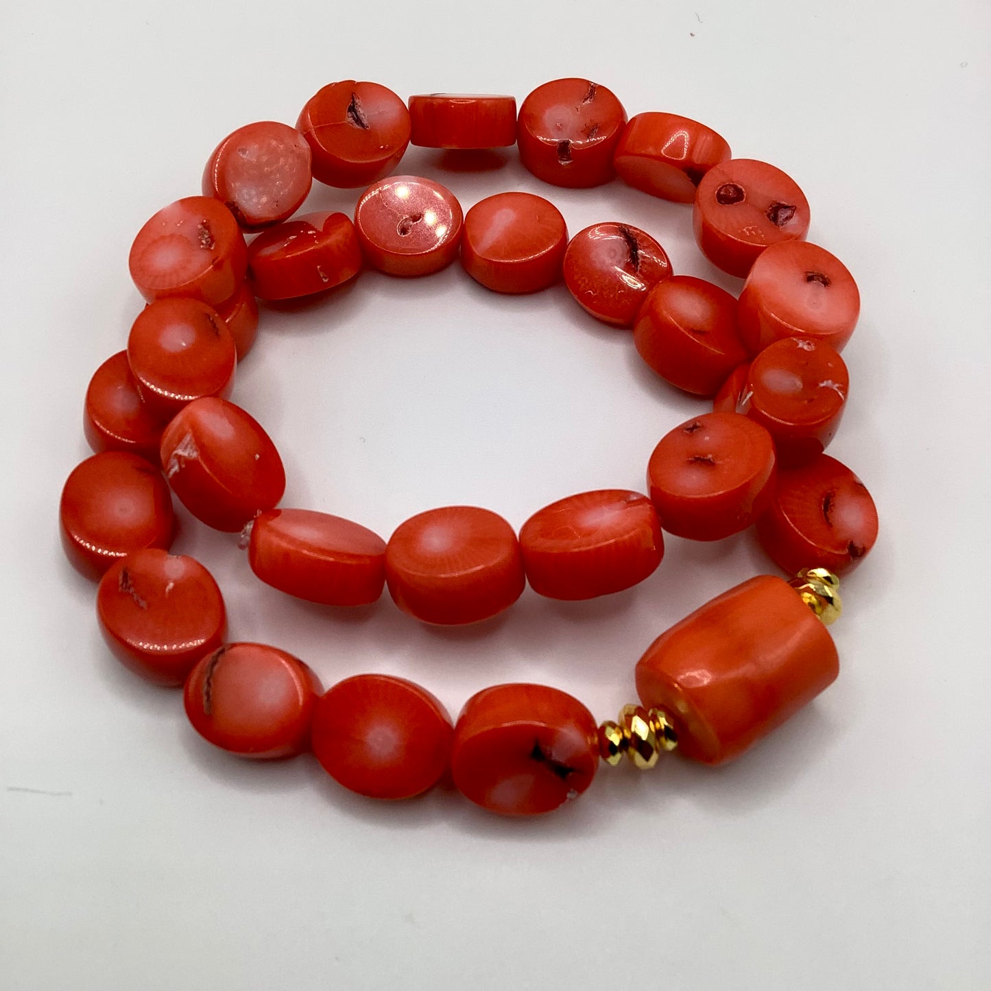 Coral 12mm gold hematite