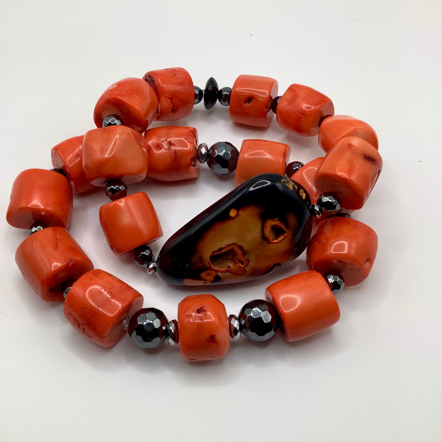 Coral 14mm black hematite