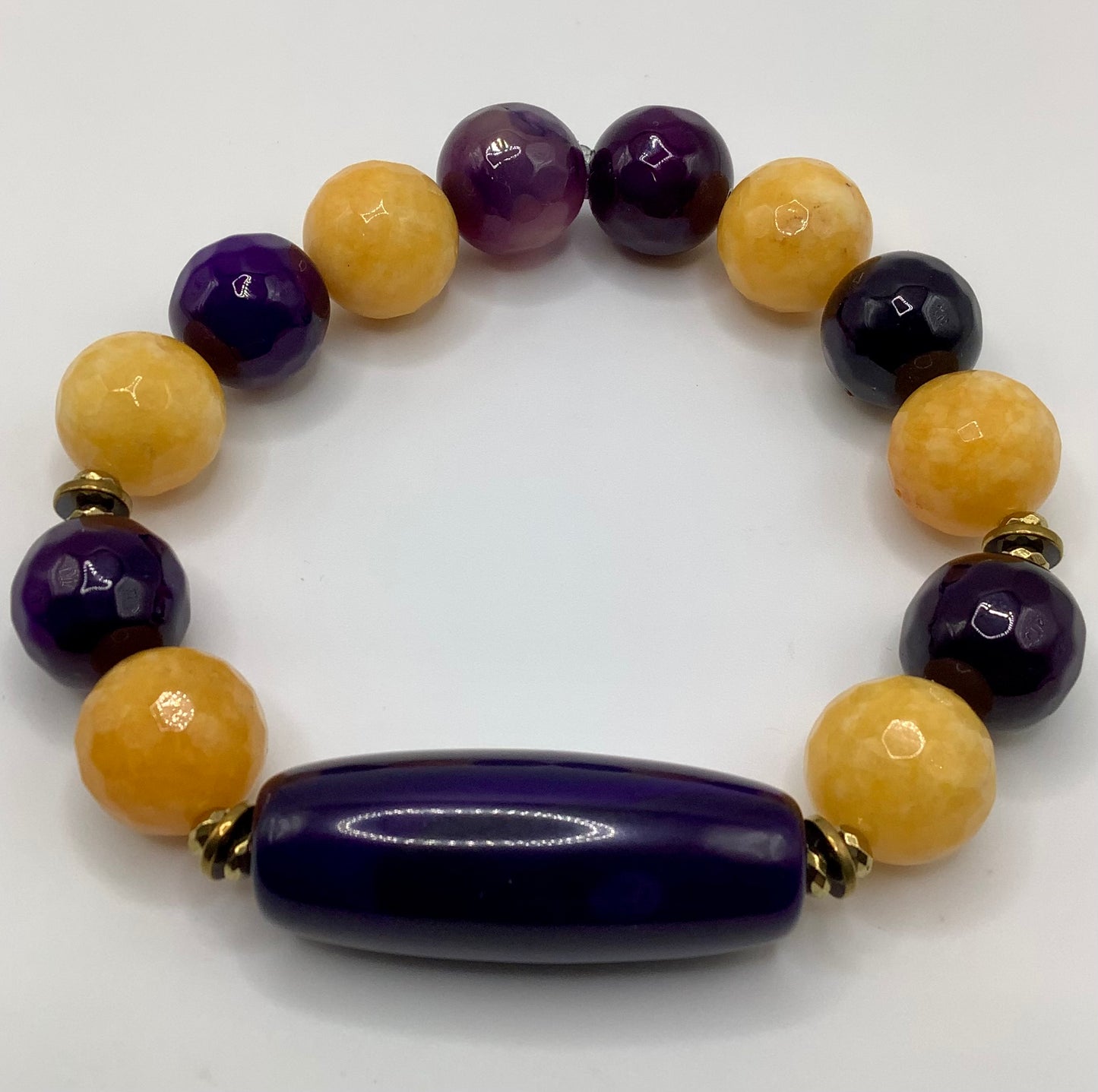 Agate and Gold Hematite 14mm Omega