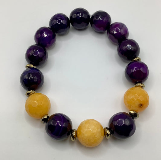 Agate and Gold Hematite 14mm Omega