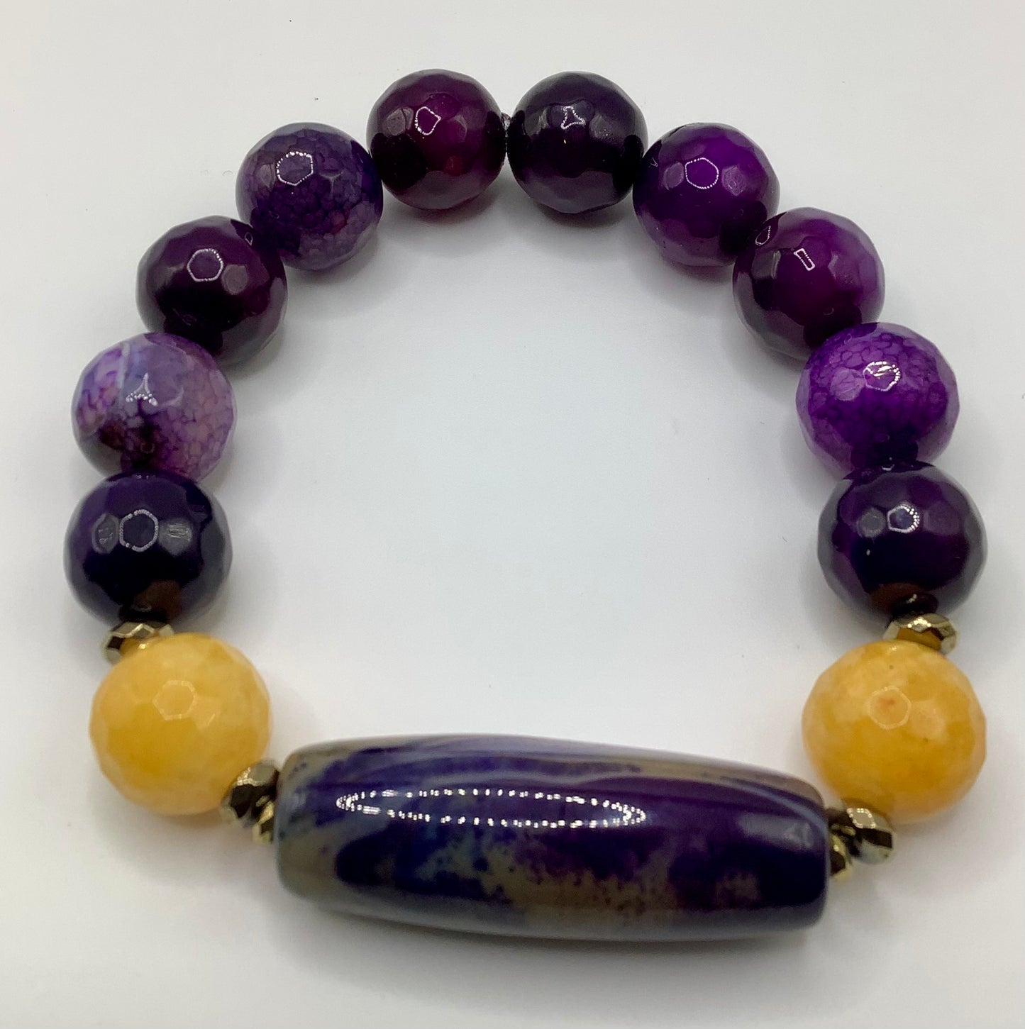 Agate and Gold Hematite 14mm Omega