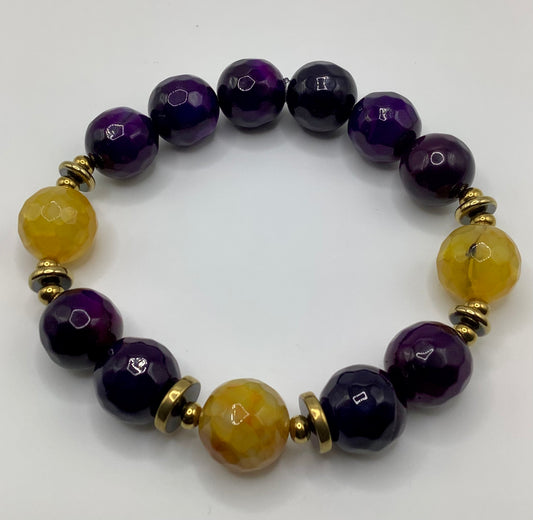 Agate and Gold Hematite 14mm Omega