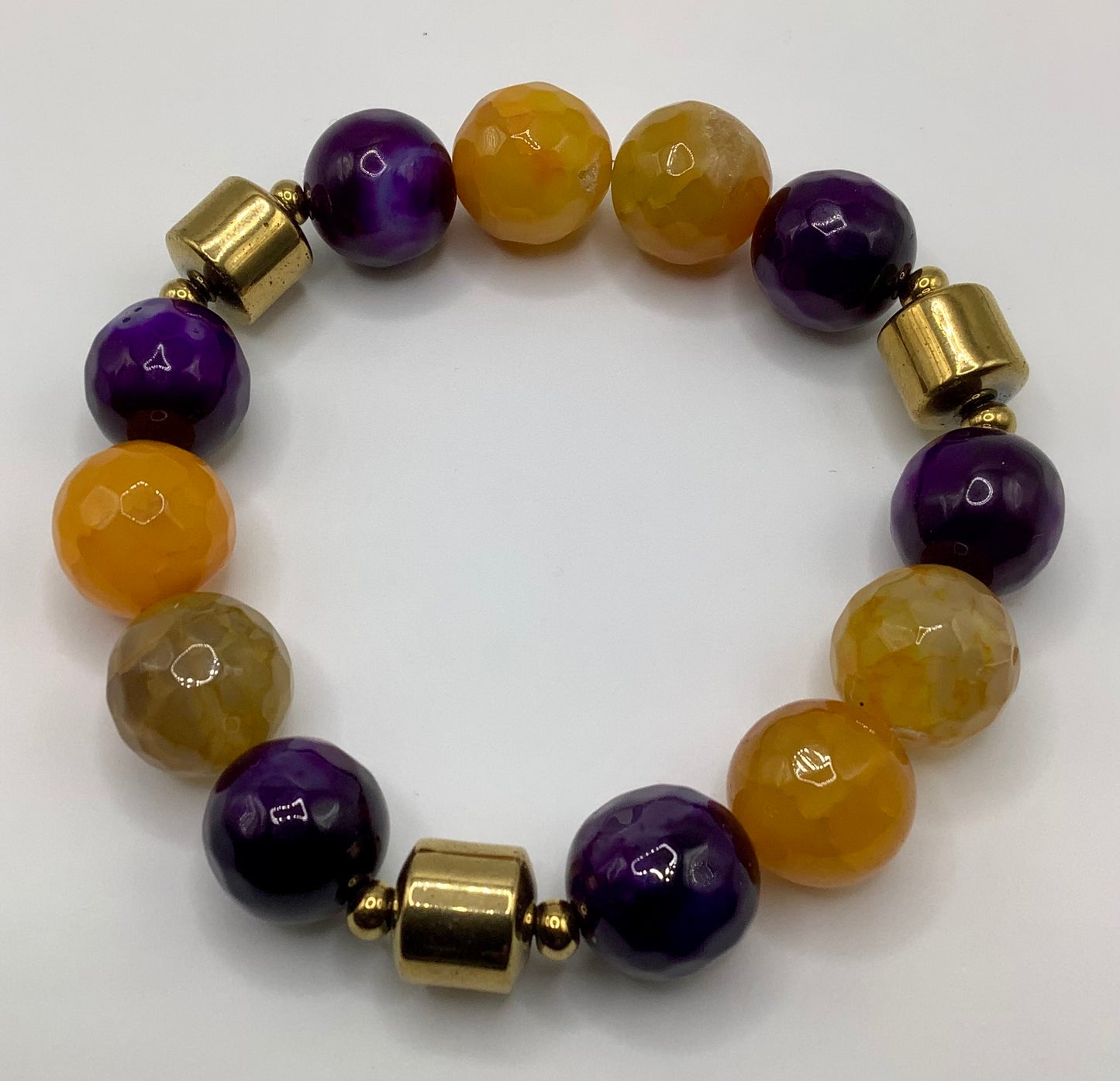 Agate and Gold Hematite 14mm Omega