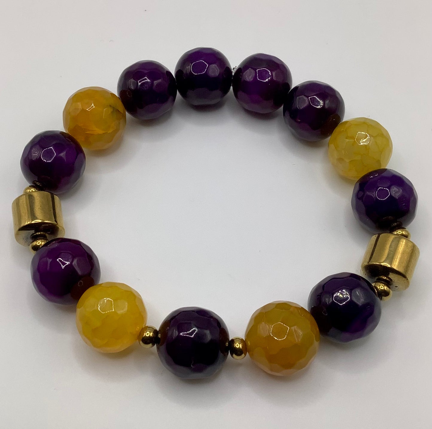 Agate and Gold Hematite 14mm Omega