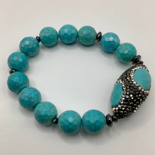 Turquoise, gunmetal hematite 12mm