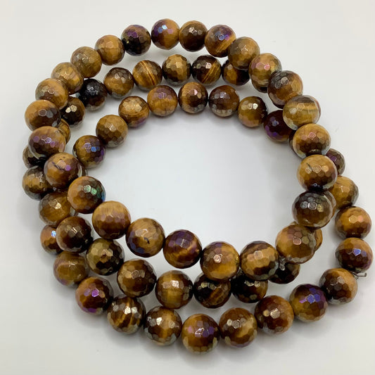 Tigers Eye, faceted 8mm, 3 pc set