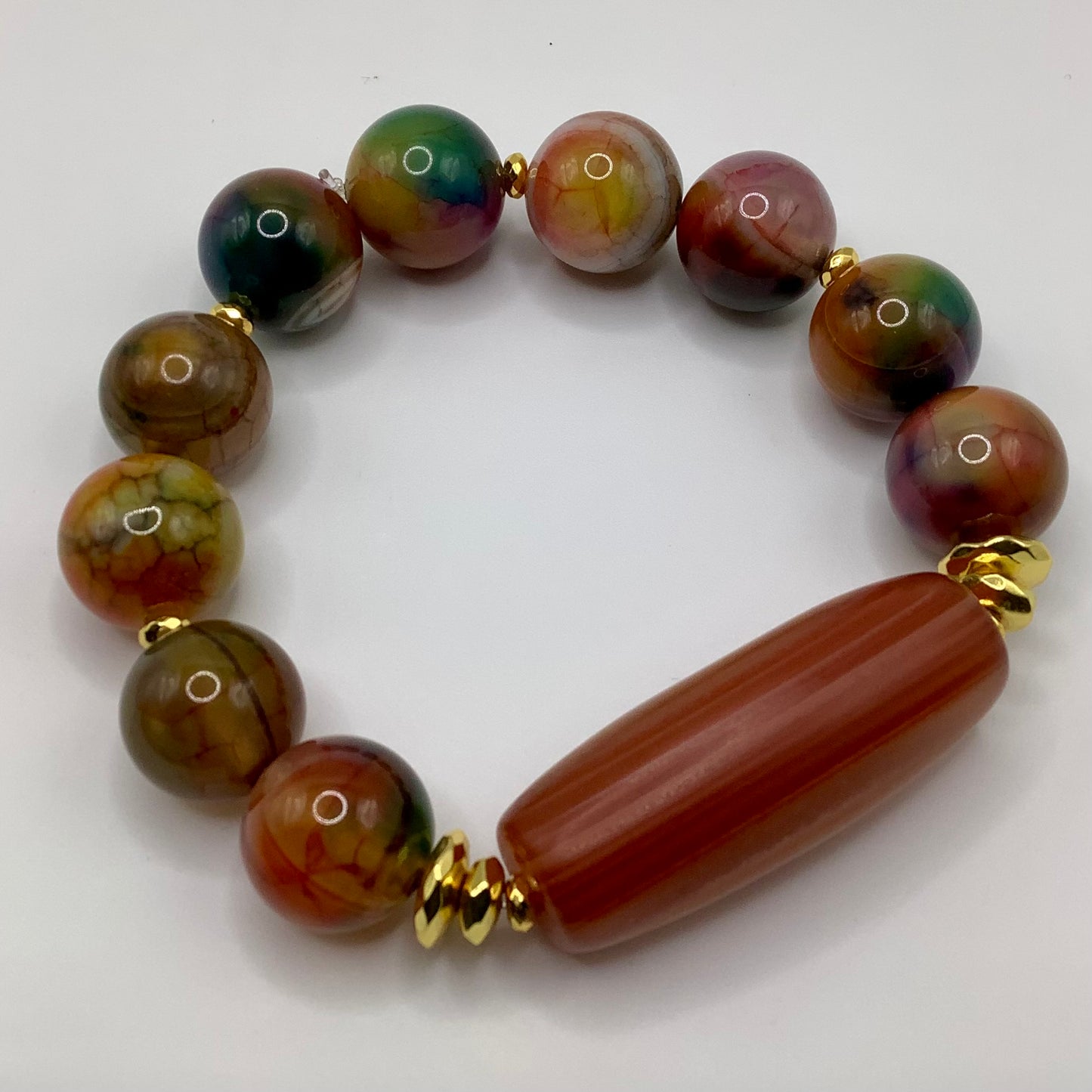 Mosaic Agate, Gold hematite 14mm