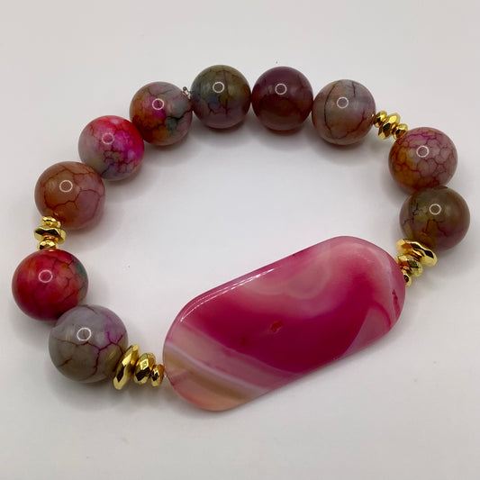 Agate, Gold hematite 14mm