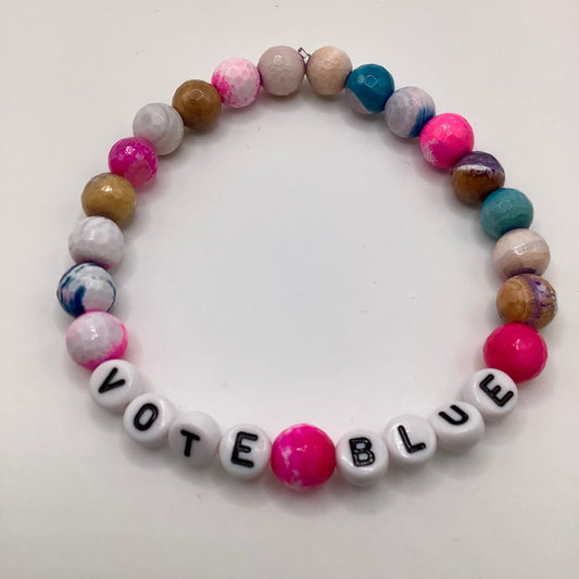 Vote Blue 8mm Agate