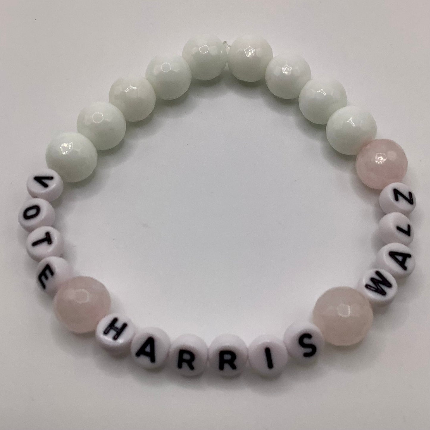 Vote Harris Walz 10mm Jade and Pink Quartz